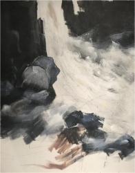 Abstract Painting Of a Corner Of a Flowing Waterfall